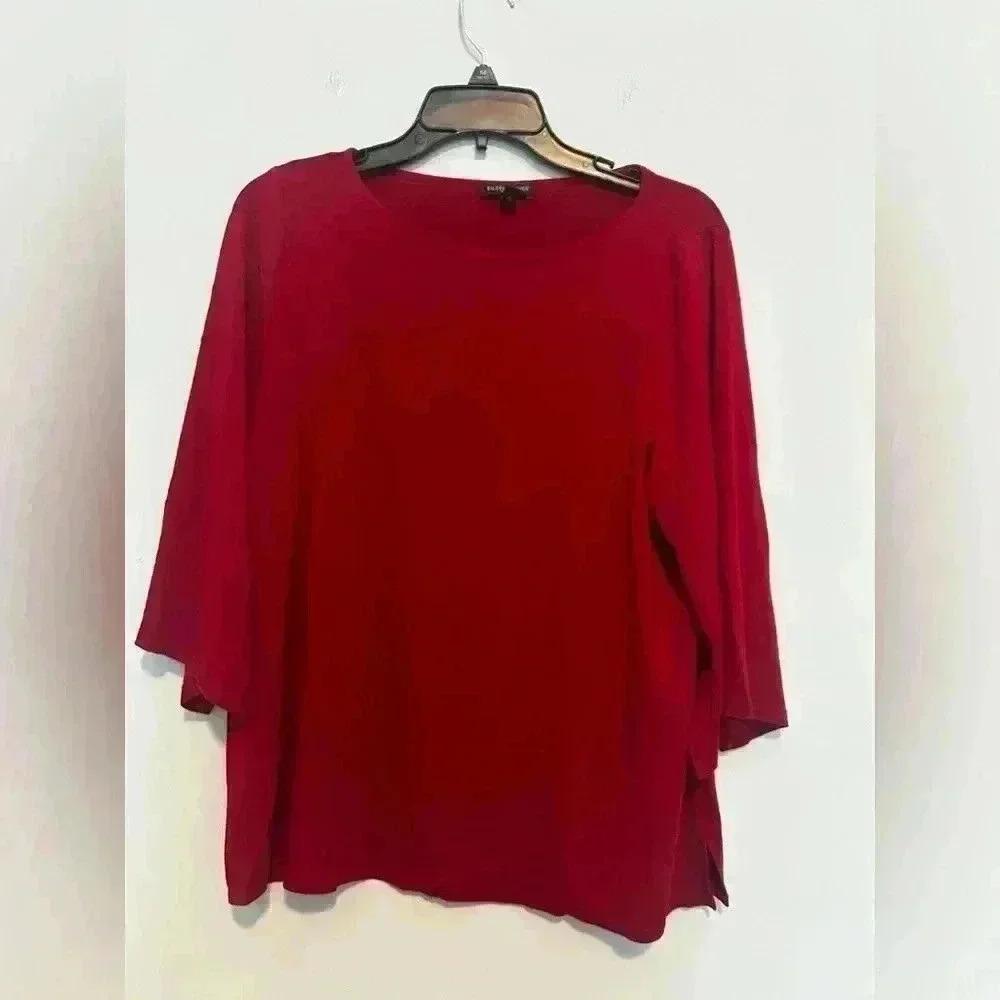 EILEEN FISHER Womens Red Blouse Size PL 3/4 Sleeve